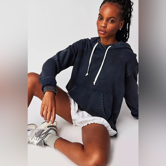 NEW Free People We The Free Zuma Hooded Sweatshirt In Black - Picture 2 of 13